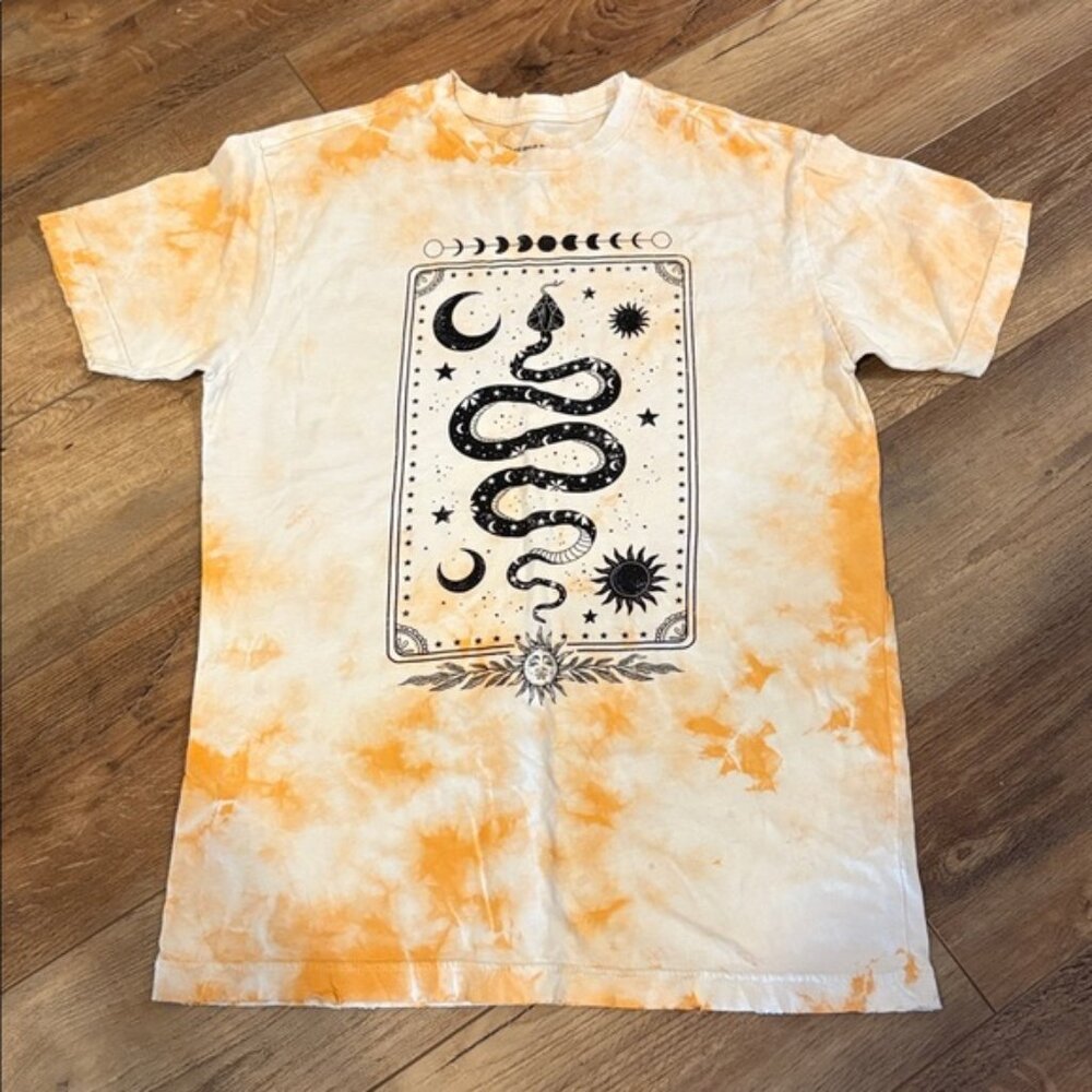 American Highway Orange Tie-Dye Snake Graphic T-Shirt